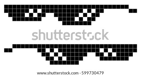 glasses pixel art style 8-bit, thug lifestyle, vector glasses meme for design photos and pictures, easy to edit, vector meme
