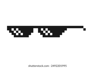 Glasses in pixel. Meme like a boss. Vector art 8bit