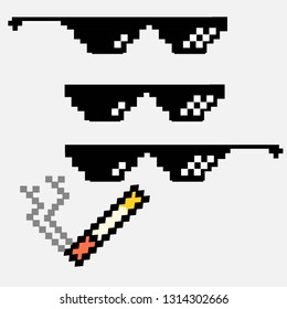 Glasses in pixel on a white background