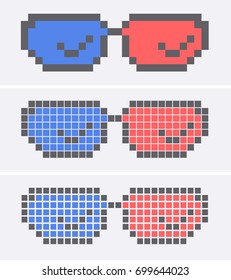Glasses pixel. Vector digital glasses meme for design