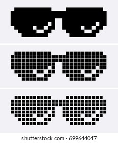 Glasses pixel. Vector digital glasses meme for design