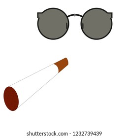 glasses pixel vector icon. Pixel Art Glasses of Thug Life Meme and smoke - Isolated on White Background Vector 8 bit