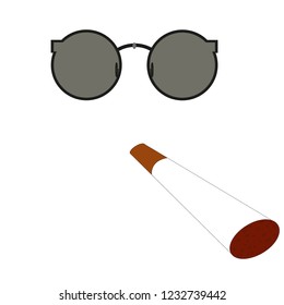 glasses pixel vector icon. Pixel Art Glasses of Thug Life Meme and smoke - Isolated on White Background Vector 8 bit