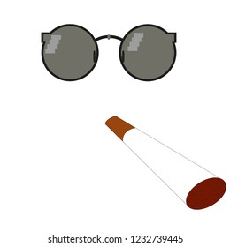 glasses pixel vector icon. Pixel Art Glasses of Thug Life Meme and smoke - Isolated on White Background Vector 8 bit