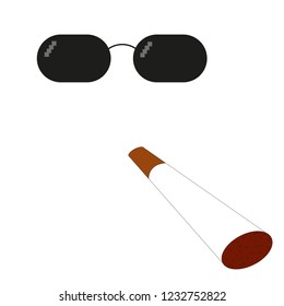 glasses pixel vector icon. Pixel Art Glasses of Thug Life Meme and smoke - Isolated on White Background Vector 8 bit