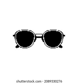 glasses pixel vector icon Pixel Art Glasses of Thug Life Meme - Isolated on White Background Vector 8 bit