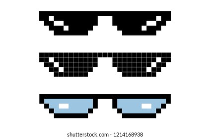 Glasses pixel vector icons. Glasses pixel set. Eps10