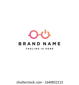 glasses with power symbol vector logo template