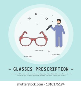 Glasses prescription vector illustration. Modern flat thin line icon design. Optic store concept. Glasses icon.