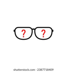 Gafas y signo de interrogación en el interior. Vector de color.