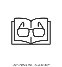 Brillen zum Lesen, lineares Symbol. Linie mit bearbeitbarem Hub