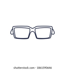 glasses with rectangle lens, line style on white background vector illustration design