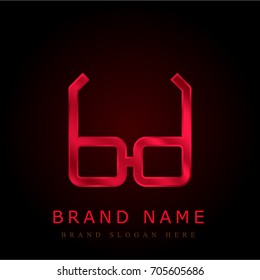 Glasses red chromium metallic logo