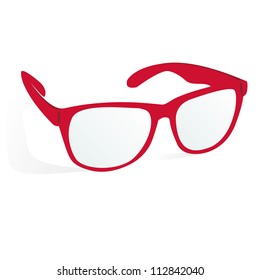 Glasses Of Red Color On A White Background With Shadow, Vector