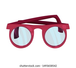 Glasses in a red frame. Vector illustration on a white background.