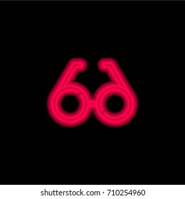 Glasses red glowing neon ui ux icon. Glowing sign logo vector