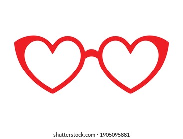 Glasses red heart icon. Symbol of love concept. St. Valentine's Day. Vector illustration