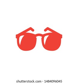 Glasses Red Icon On White Background. Red Flat Style Vector Illustration.