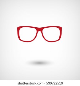 glasses - red vector  icon with shadow