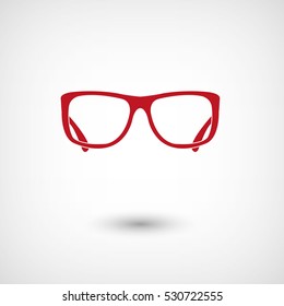 glasses - red vector  icon with shadow