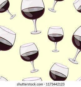 Glasses of red wine. Seamless vector pattern. Food illustration.