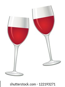 Glasses with red wine. vector, gradient