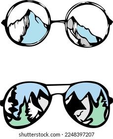 Gafas con reflejo de la naturaleza