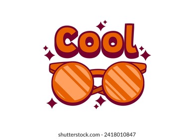 Glasses Retro Flat Sticker Design