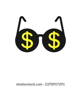 Glasses with round lenses and a dollar sign inside.