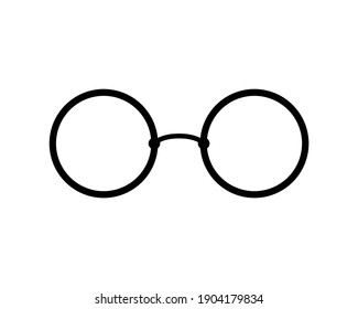 Glasses with round lenses on white background. Vector illustration. Logo and icon.