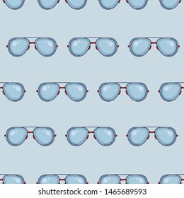 Glasses seamless minimal pattern - vector simple texture made with eyeglasses. Background with summertime holidays symbols. Seamless pattern for textile, web design, surface textures, banner.