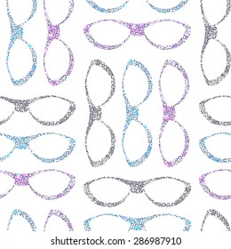Glasses seamless pattern with animal leo texture on white background. Vector