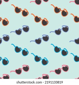 Glasses seamless pattern retro hipster style sunglasses. Colorful background
