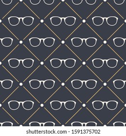 Glasses seamless pattern. Retro style. Flat hipster style. Can be used for wallpaper, pattern fills, web page backgrounds. Vector color illustration.