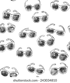 Glasses seamless pattern, vector doodle style vector illustration.