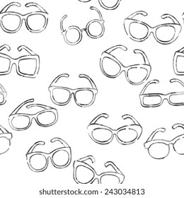 Glasses seamless pattern, vector doodle style vector illustration.