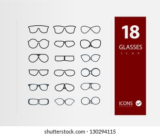 Glasses ( Set of 18 Quality icons )