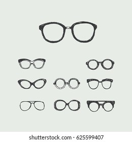 Glasses set. Background can be removed. Very easy to edit. 