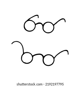 glasses set hand drawn in doodle style. 