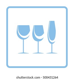 Glasses set icon. Blue frame design. Vector illustration.