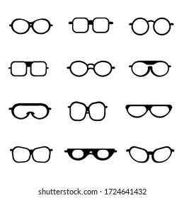 Glasses set isolated icon. Frame, silhouette vector flat illustration.