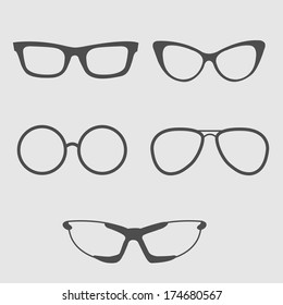 Glasses set. Isolated Icons. Vector illustration.