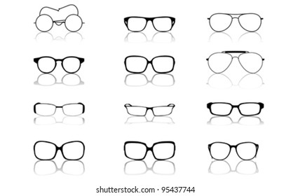 Glasses set
isolated on white, vector
