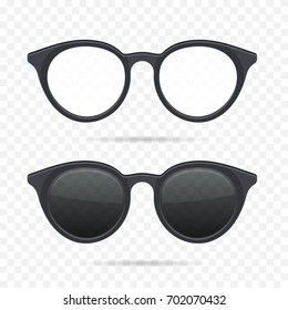 Glasses Set on Transparent Background. Vector