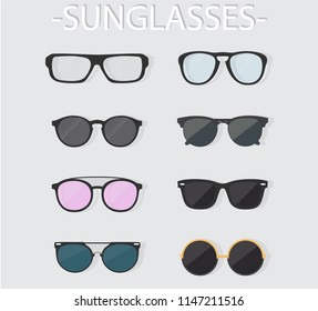 Glasses set. Sunglasses. Vector