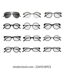 Glasses set. Vector illustration isolated on white background. Can be used for your designs, promos and others.