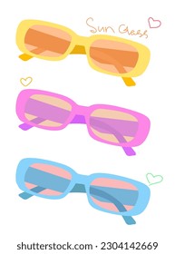 Glasses set.Vector pastel colors, retro style, white background