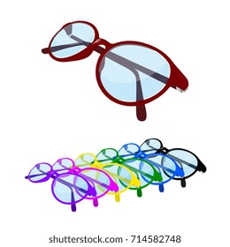 Glasses with seven different color vector.