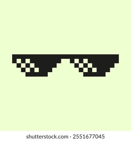 Glasses Shades with soft background. Glasses Shades Thug Life Gangster Cool Deal With It Viral Meme 8 Bit Pixelated Pixel Art No Transparent Background Vector EPS PNG Clip Art