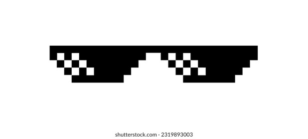 Glasses Shades Thug Life Gangster Cool Deal With It Viral Meme 8 Bit Pixelated Pixel Art No Transparent Background Vector EPS PNG Clip Art